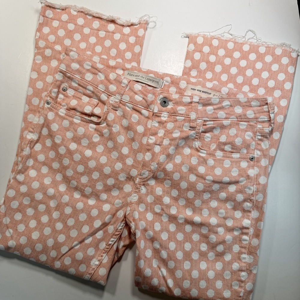 Anthropologie Pilcro & The Letterpress High Rise Bootcut Jeans 29 Orange White